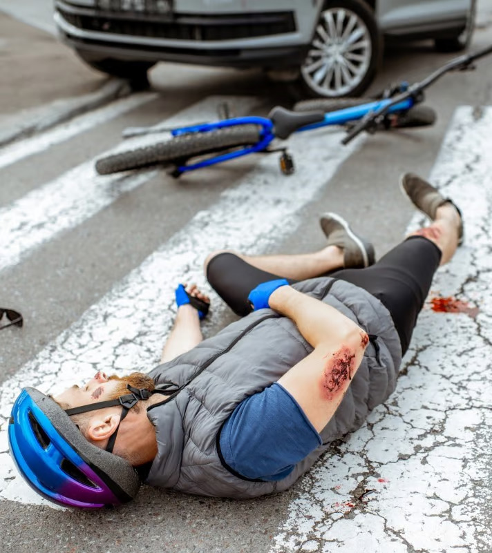 road accident with injured cyclist