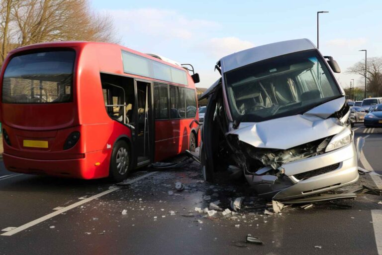 two bus crash on each other