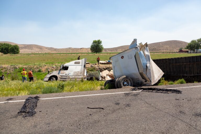 Truck crash on road