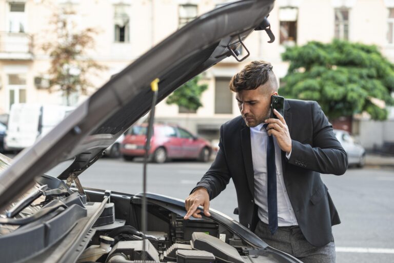 Man calling for help about broken car