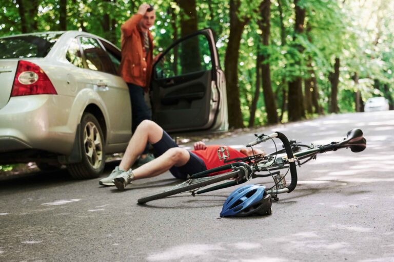 Bicycle crash on car